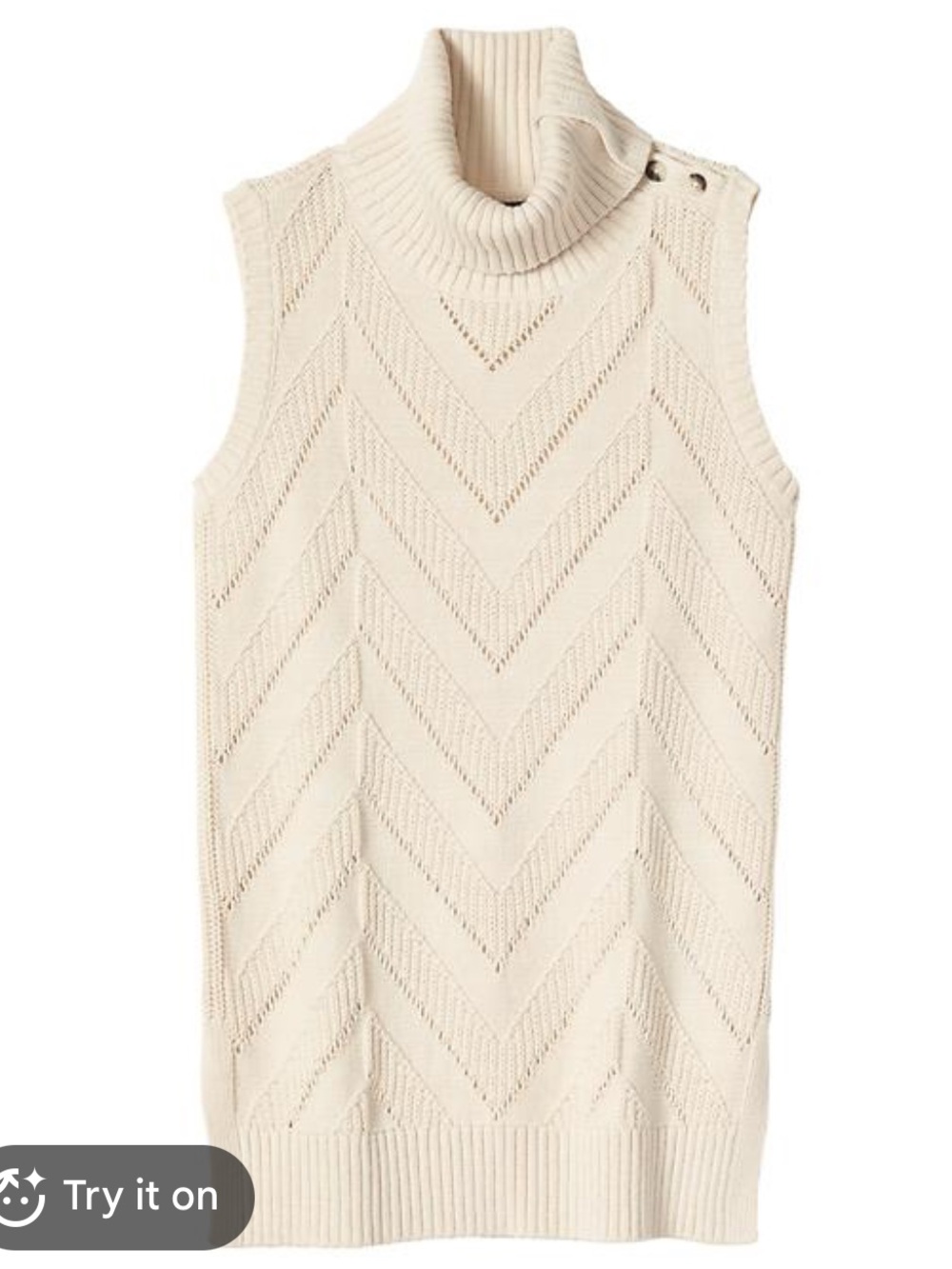 Banana republic cream sleeveless turtleneck sweater tunic top size S